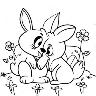 Pagina Para Colorear De Una Linda Escena De Amor De Bugs Bunny Y Lola 56082-46636