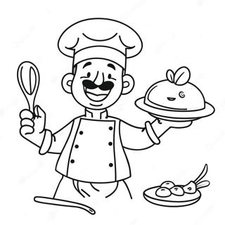 Pagina Para Colorear De Un Chef Alegre Cocinando 56222-46743