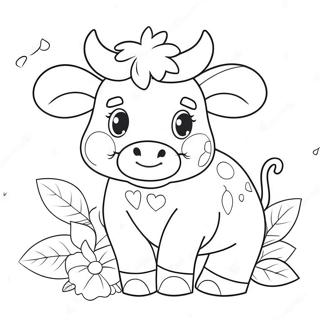 Pagina Para Colorear De Una Vaca Fresa Adorable Con Flores 5624-4494