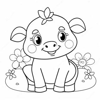 Pagina Para Colorear De Una Vaca Fresa Adorable Con Flores 5624-4495