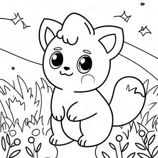 Pagina Para Colorear De Un Lindo Vulpix En Un Campo De Flores 56252-46761