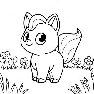 Pagina Para Colorear De Un Lindo Vulpix En Un Campo De Flores 56252-46764