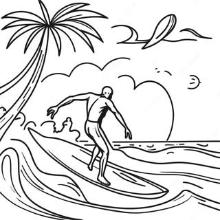 Pagina Para Colorear De La Escena De Surf Hawaiano 56281-46784