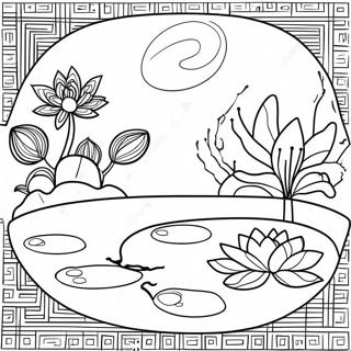 Pagina Para Colorear De Un Jardin Zen Con Flores De Loto 56672-47097