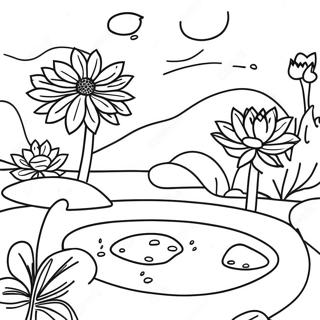 Pagina Para Colorear De Un Jardin Zen Con Flores De Loto 56672-47098