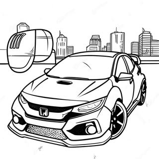 Pagina Para Colorear De Honda Civic Type R Deportivo 56702-47131