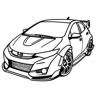 Pagina Para Colorear De Honda Civic Type R Deportivo 56702-47132