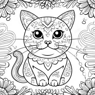 Gato De Calavera De Azúcar Páginas Para Colorear