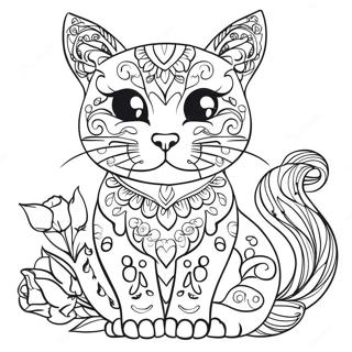 Pagina Para Colorear De Gato De Calavera De Azucar 56821-47215