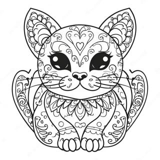 Pagina Para Colorear De Gato De Calavera De Azucar 56821-47216