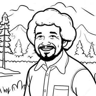 Pagina Para Colorear De Bob Ross Pintando Un Paisaje Feliz 56932-47315