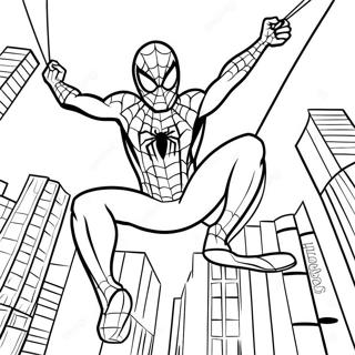 Pagina Para Colorear De Spiderman Balanceandose Por La Ciudad 56962-47333