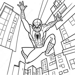 Pagina Para Colorear De Spiderman Balanceandose Por La Ciudad 56962-47335