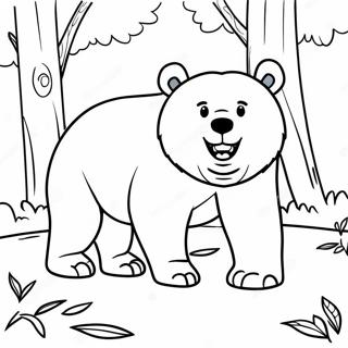 Pagina Para Colorear De Un Oso Feroz En El Bosque 57103 47512