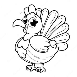 Pagina Para Colorear De Pavo De Caricatura Adorable 57354-47697