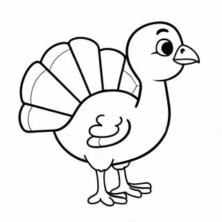 Pagina Para Colorear De Pavo De Caricatura Adorable 57354-47699