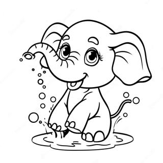 Pagina Para Colorear De Un Lindo Bebe Elefante Salpicando Agua 57545-47845