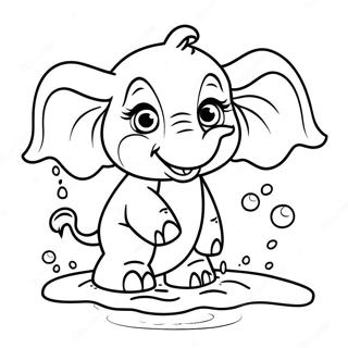 Pagina Para Colorear De Un Lindo Bebe Elefante Salpicando Agua 57545-47846