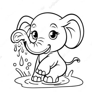 Pagina Para Colorear De Un Lindo Bebe Elefante Salpicando Agua 57545-47847