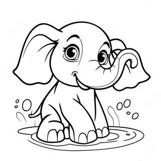 Pagina Para Colorear De Un Lindo Bebe Elefante Salpicando Agua 57545-47848