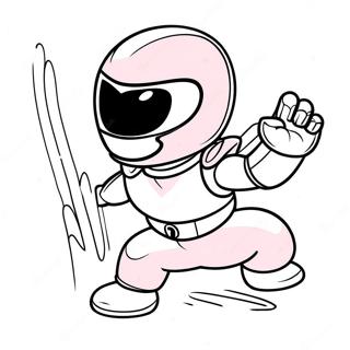 Pagina Para Colorear De Una Linda Power Ranger Rosa En Accion 57635-47922