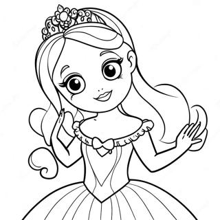 Pagina Para Colorear De Una Hermosa Princesa En Un Vestido Brillante 57715-47982