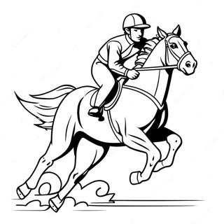 Pagina Para Colorear De Un Emocionante Jockey Montando Un Caballo Galopante 57755-48018