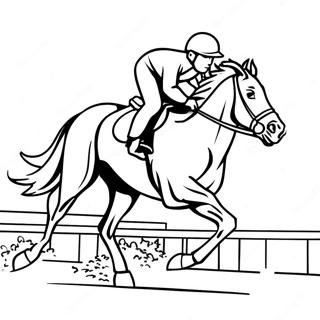 Pagina Para Colorear De Un Emocionante Jockey Montando Un Caballo Galopante 57755-48019