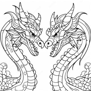 Pagina Para Colorear De Un Feroz Dragon De Dos Cabezas 58876-48899