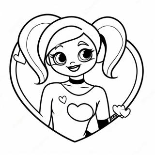 Pagina Para Colorear De La Linda Harley Quinn Con Un Corazon 58976-48989