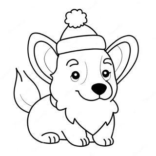 Pagina Para Colorear De Corgi Festivo Con Sombrero De Santa 59156-49125