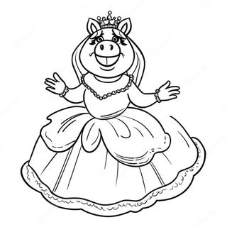 Pagina Para Colorear De Miss Piggy En Vestido Glamuroso 59647-49517