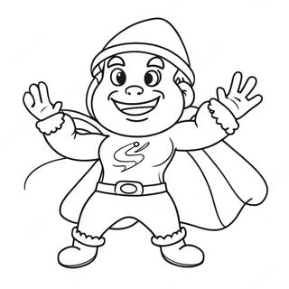 Pagina Para Colorear De Superheroe Alegre Con Gorro De Santa 59717-49574