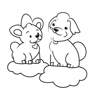 Pagina Para Colorear De Perros Celestiales Jugando En Las Nubes 59737-49578