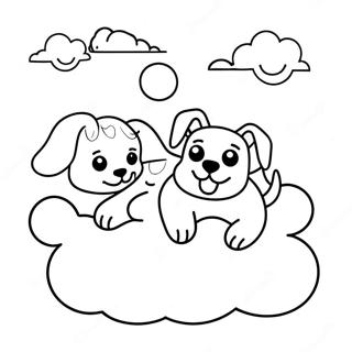 Pagina Para Colorear De Perros Celestiales Jugando En Las Nubes 59737-49580