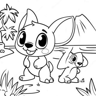 Pagina Para Colorear De Lilo Y Stitch En El Paraiso Tropical 59777-49615