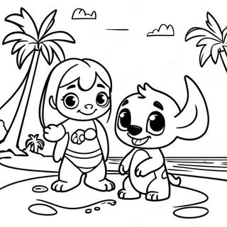 Pagina Para Colorear De Lilo Y Stitch En El Paraiso Tropical 59777-49616