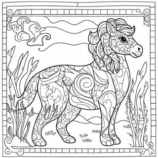 Pagina Para Colorear De Escena De Mosaico De Animales Coloridos 59837-49665