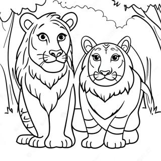 Pagina Para Colorear De Leon Y Tigre 59856-49674