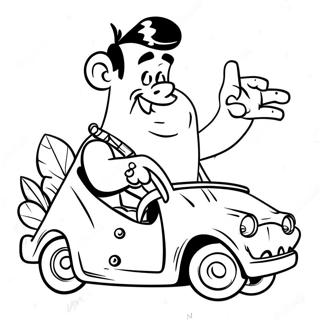 Fred Flintstone Conduciendo El Coche Pagina Para Colorear 6015-4806