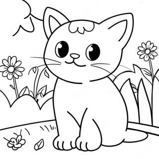 Pagina Para Colorear De Gatito Jugueton En Un Jardin 60197-49952