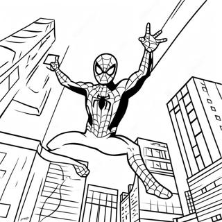 Pagina Para Colorear De Spider Man Saltando Por La Ciudad 60217-49965