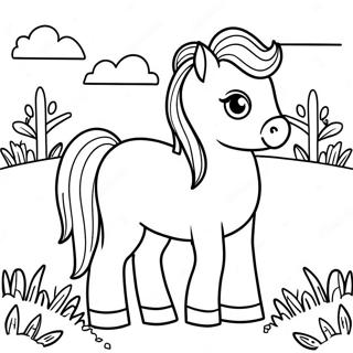 Linda Pony Shetland En Un Prado Pagina Para Colorear 60337-50061