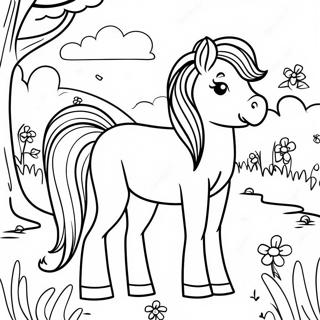 Linda Pony Shetland En Un Prado Pagina Para Colorear 60337-50062