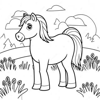 Linda Pony Shetland En Un Prado Pagina Para Colorear 60337-50063