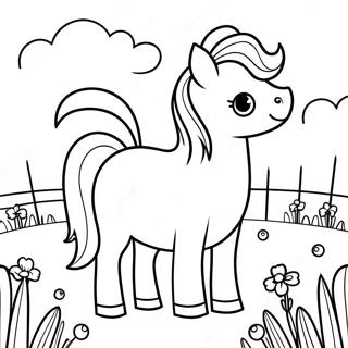 Linda Pony Shetland En Un Prado Pagina Para Colorear 60337-50064