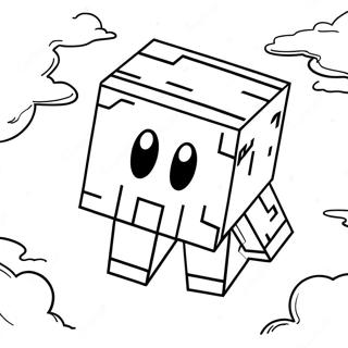 Pagina Para Colorear De Adorable Ghast De Minecraft Flotando En El Cielo 60487-50181