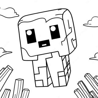 Pagina Para Colorear De Adorable Ghast De Minecraft Flotando En El Cielo 60487-50183