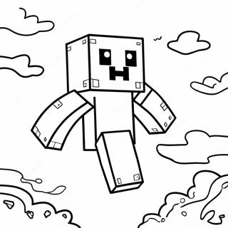 Pagina Para Colorear De Adorable Ghast De Minecraft Flotando En El Cielo 60487-50184