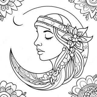 Luna Boho Páginas Para Colorear